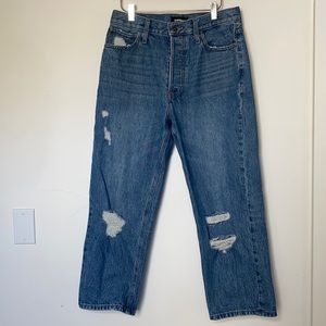 Express “Dad Jean” high rise, button fly